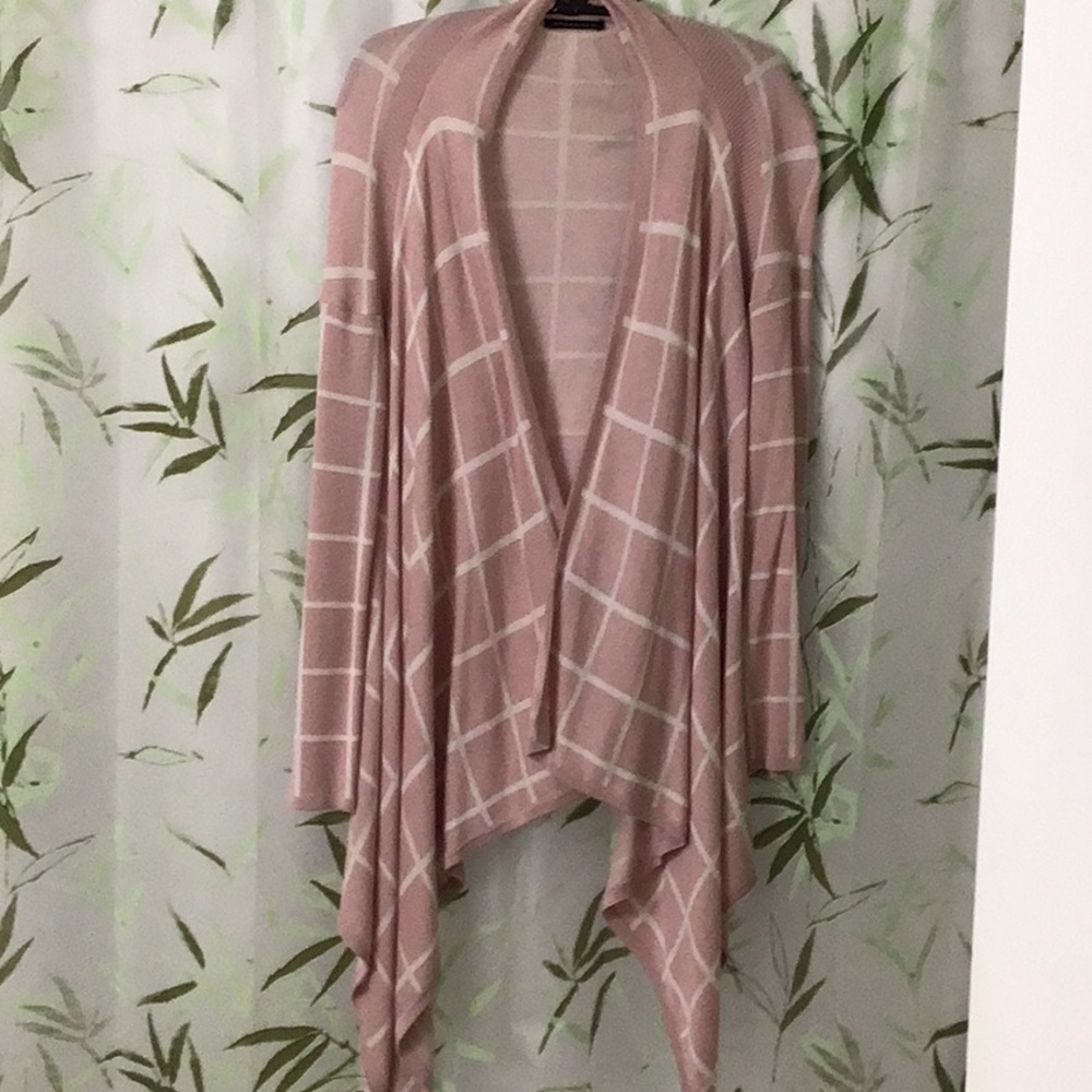 Staccato Long Cozy Cardigan  S/M 100% Viscose Pink & White